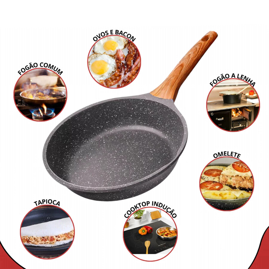 Frigideira Ceramica Antiaderente Fogão Cooktop Indução/gás 24cm / 26cm / 28cm