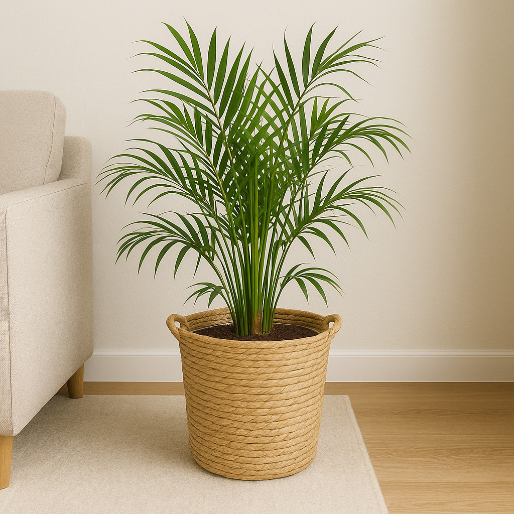 Cesto Palha Natural Cachepot Grande com Alça e Forro Decoração Boho