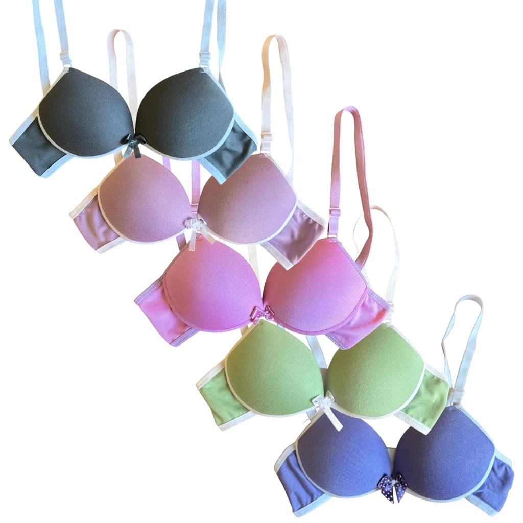 Kit 5 Sutiã 8 a 14 Anos Menina Moça com Bojo Liso Confortável Infantil Juvenil
