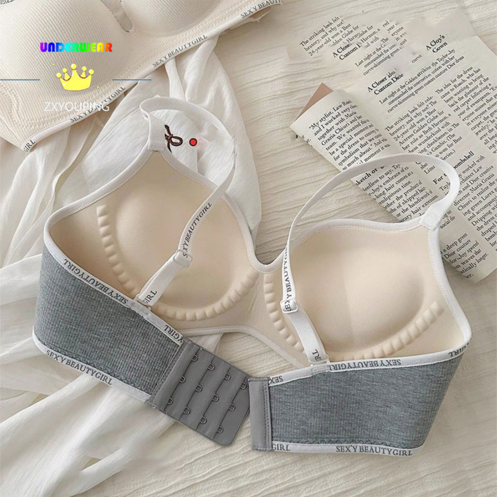 ZXYOUPING 3CM Esponja Grossa Mulheres Push Up Sutiã Fechamento Frontal Pequeno Peito Macio Roupa Interior Sem Fio Senhor