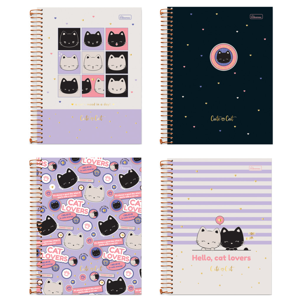 Caderno 01 Matéria Colegial Cut & Cat 80 Folhas - CADERSIL em Oferta na Shopee