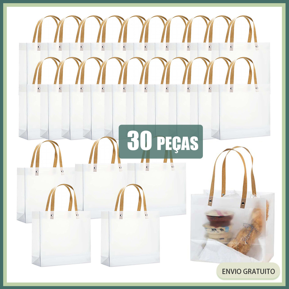 30x Saco transparente 20x20x8cm Saco de oferta para festas Saco de oferta para casamento Saco de oferta para férias de a