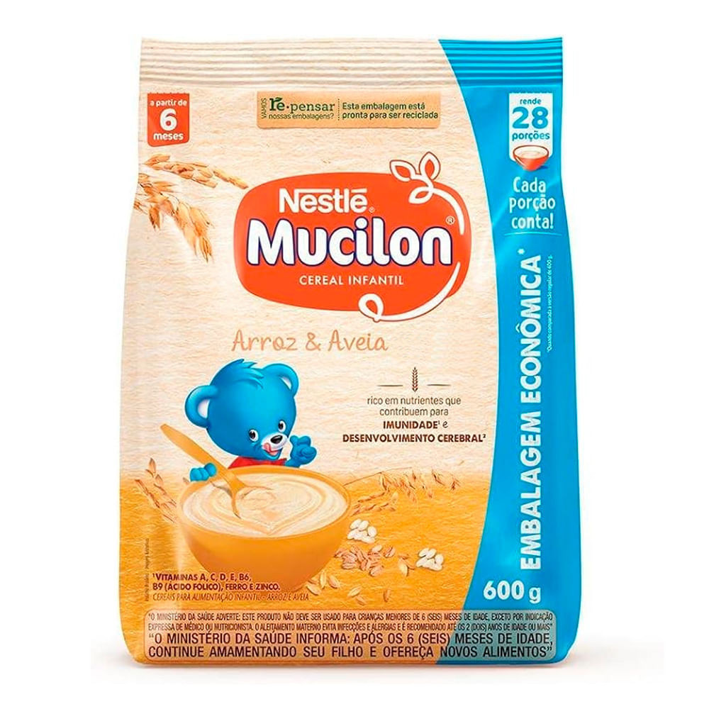 Mucilon Arroz e Aveia Cereal Infantil Sachê 600g - Mom & Baby