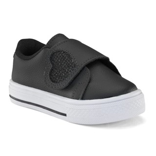 Tênis Infantil Menina Confortável e Antiderrapante Calce Fácil Iate Ajustável com Carrapicho e Detalhe Coração Glitter em Oferta na Shopee