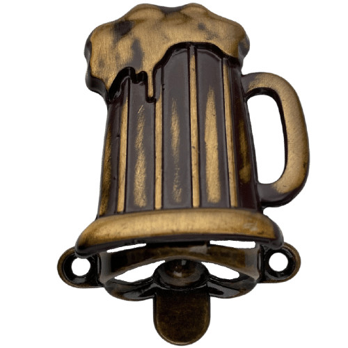 Abridor de Garrafas Caneca de Chopp em Metal Ouro Velho Escovado 7x6cm Acessório Decoração Artesanato Ferragem