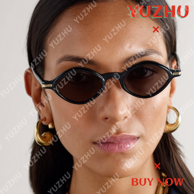 (YUZHU) Novo Retro Diamante Irregular Pequeno Armação Oval Colorido Óculos De Sol Coreanos Anti UV