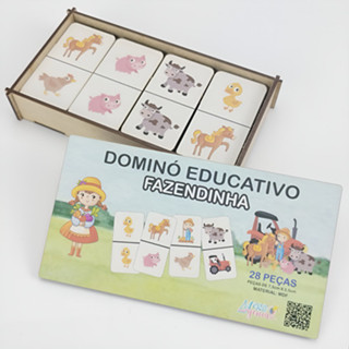 Dominó Jogo Educativo Infantil Fazendinha 28pcs Mdf criativo Pedagógico em Oferta na Shopee