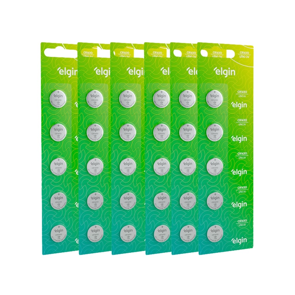 Kit 30 Bateria Pilha Moeda Cr1620 6 Cartela 3v Relógio Elgin