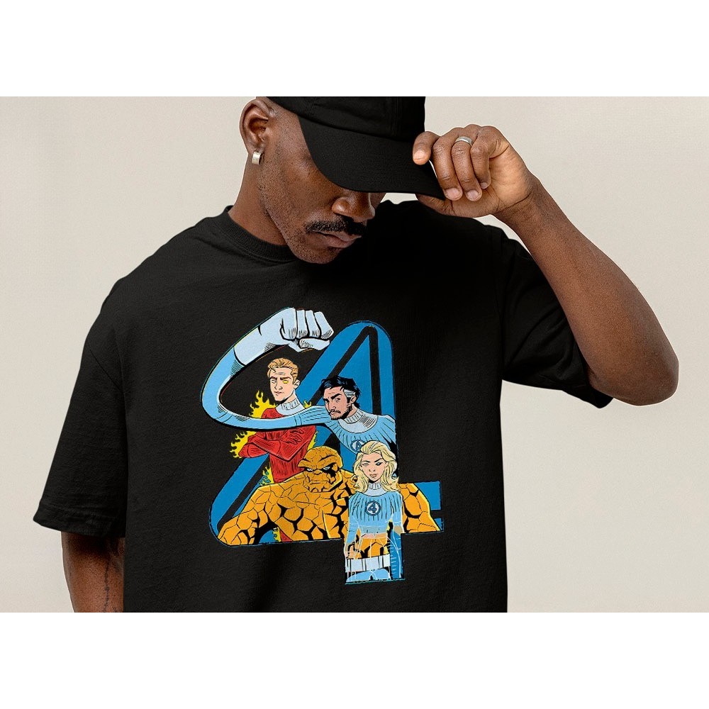 [Camiseta Premium em Algodão Puro]GXG Camiseta Quarteto Fantástico Arte Vintage Desenho Clássico Herói Unissex