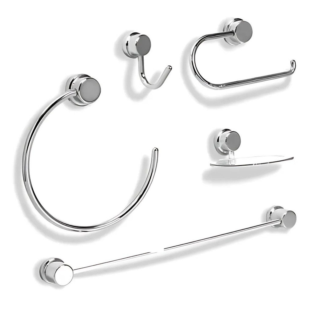 Kit Para Banheiro Rio com 5 Peças em ABS Cromado Higiban em Oferta na Shopee