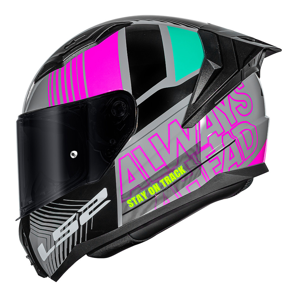 Capacete LS2 FF810 Vigo Shift Light Cinza e Rosa Mais Viseira Camaleão