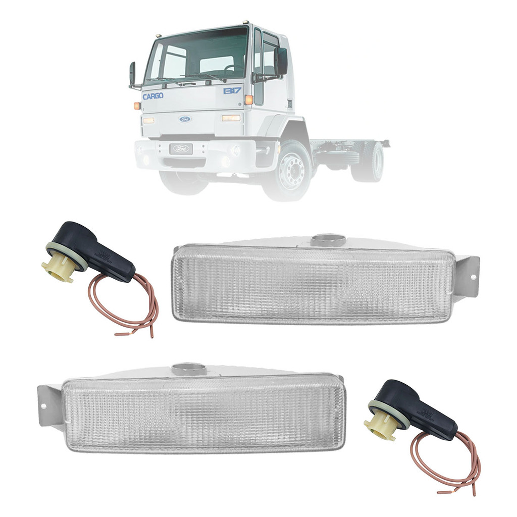 Par Lanterna + Chicote Soquete Pisca Dianteiro Ford Cargo Até 2011 Com Guarda Conector Instalação