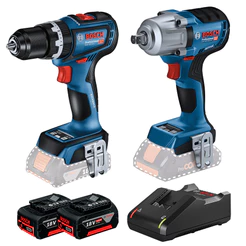 Kit Parafusadeira/Furad Imp 12"GSB 18V-90 C + Chave Impacto 12" GDS 18V-450 PC + 2 Bateria 4Ah + Carregador Rápido Bosch