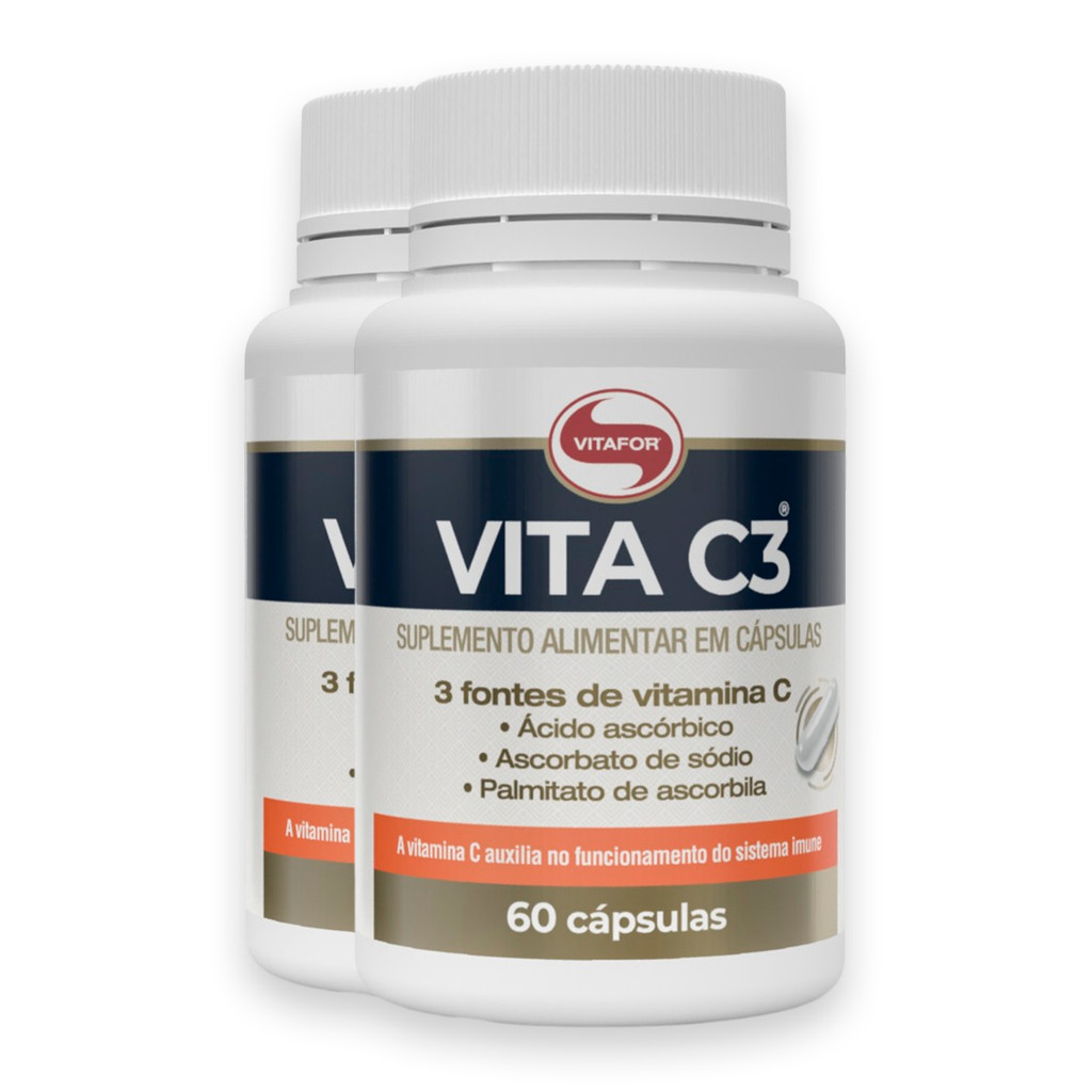 Kit 2 Vita C3 Vitamina C Vitafor 60 Cápsulas