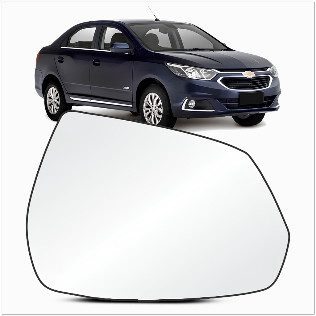 Lente Espelho Vidro Retrovisor Metalizada Com Base Fixada Cobalt 2011 a 2020 Convexa