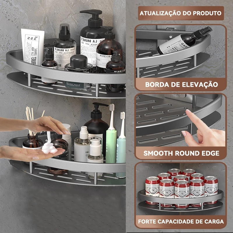 Suporte De Shampoo Totalmente Aluminio Prateleiras De Banheiro Sem Furo Premium suporte de banheiro em Oferta na Shopee
