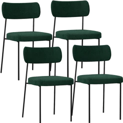 Kit 04 Cadeiras Estofadas Para Sala De Jantar Melina L02 Bouclê Verde - Lyam Decor