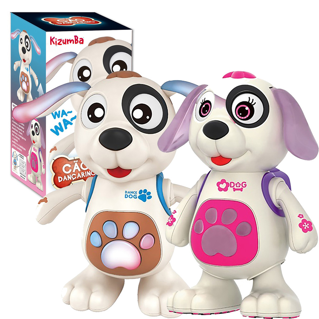 Cachorro Robô Boneco Dançarino Movimento Mexe Com Som E Luz Dança Brinquedo Menino Menina Kizumba em Oferta na Shopee