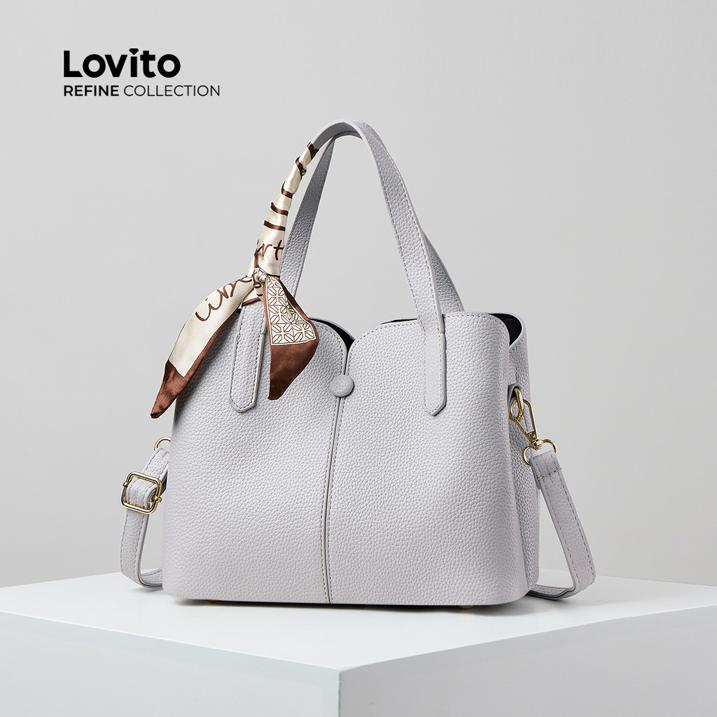 (Lovito Refine) Bolsa de Ombro Pequena Elegante com Faixa para Mulheres LR15E003 em Oferta na Shopee