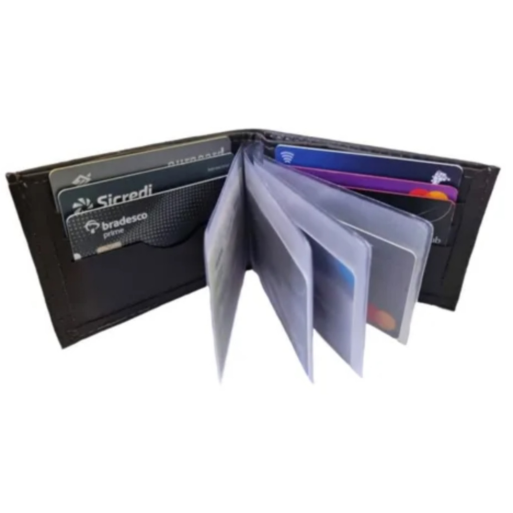 Kit 10 Carteiras Masculina Couro Sintético Porta Cartão Doucumentos Elegancia Resistencia