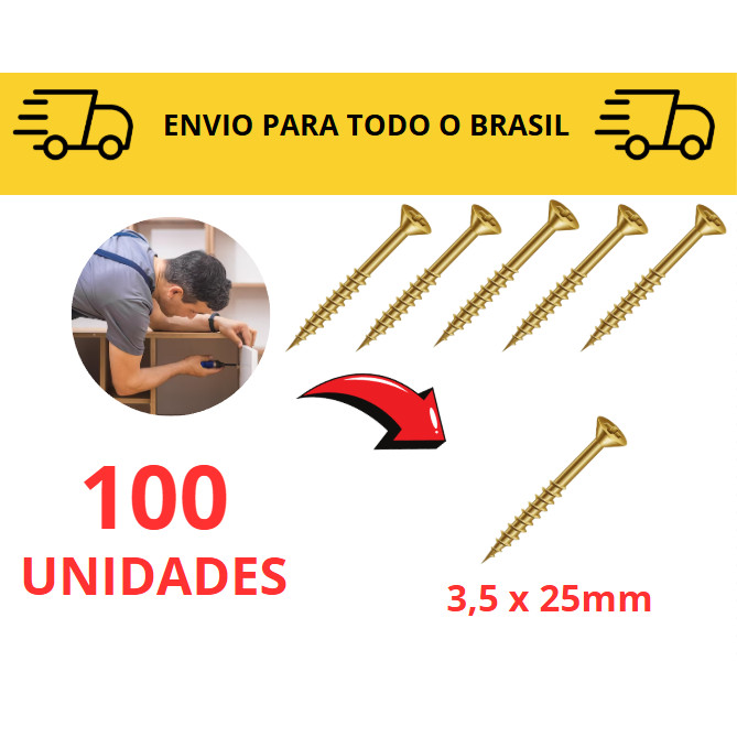 Kit 10 a 100 unidades Parafuso para Madeira Chipboard 2,5cm/ Philips/ Parafusos / parafuso estrela