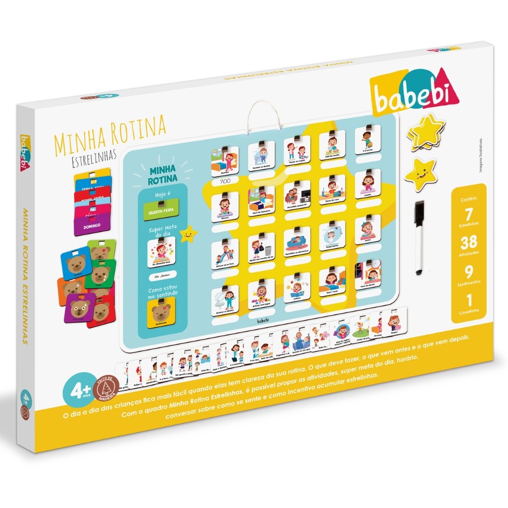 QUADRO MINHA ROTINA ESTRELINHAS BABEBI EDUCATIVO MESA MDF MADEIRA ATIVIDADES BRINQUEDO TAREFAS DIA A em Oferta na Shopee