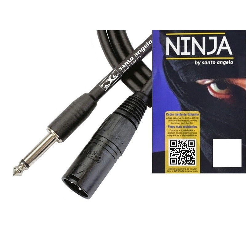 Cabo Desbalanceado Santo Ângelo P10 x XLR Macho Ninja 9,14 m NM Original Profissional