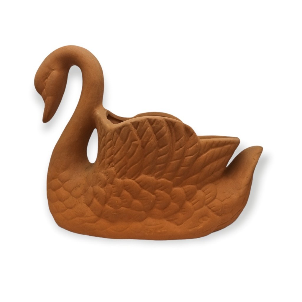 Vaso Decorativo Cisne de Barro Vasinho De Planta Decoração