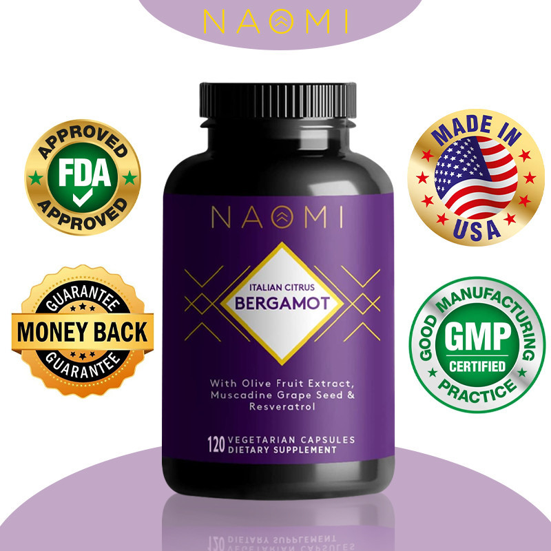 NAOMI Bergamota Italiana Citrus Bergamot 500 mg , Para Homens E Mulheres , Cápsulas Vegetarianas 30/60/120 em Oferta na Shopee