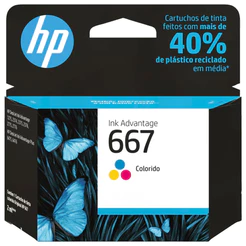 Cartucho HP 667 Original 3YM78AB Cores p/ Deskjet 2376, 2776, 6476, 5076, 5276