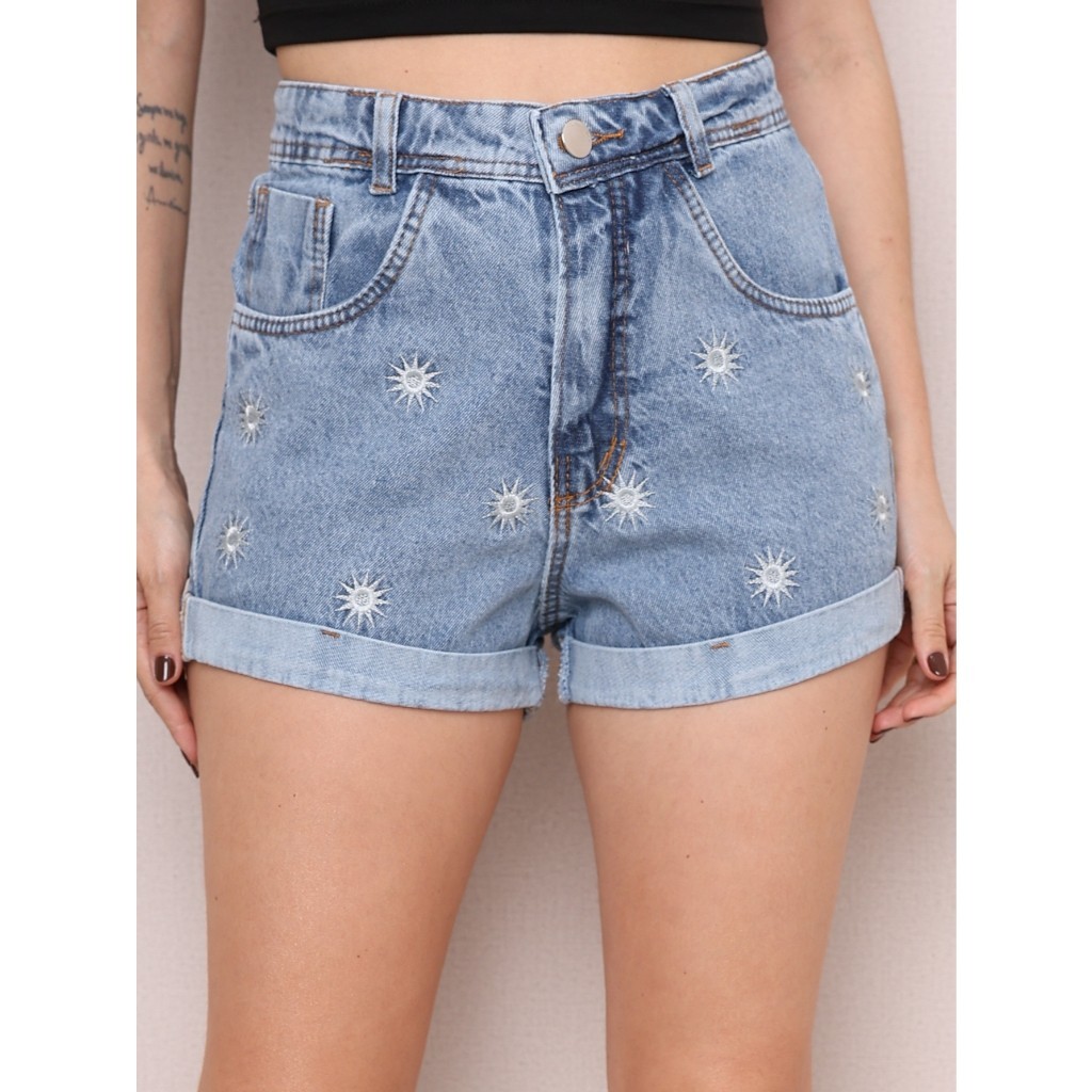 short Jeans feminina jeans casual cintuta alta Shorts jeans feminino com bolso short jeans juvenil natural