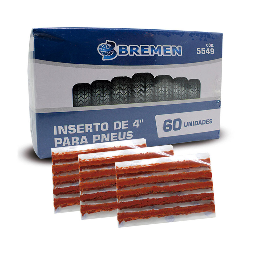 Refil Profissional para Pneu Remendo Tipo Macarrão 6x100mm com 60 Unidades na Caixa - Bremen