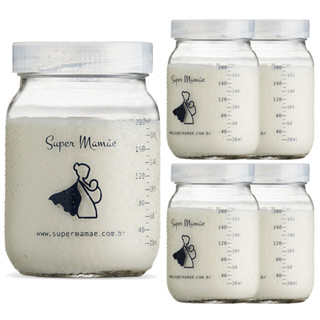 Kit 5 Potes de Vidro 200ml para Armazenar Leite Materno – Tampa Plástica BPA Free em Oferta na Shopee