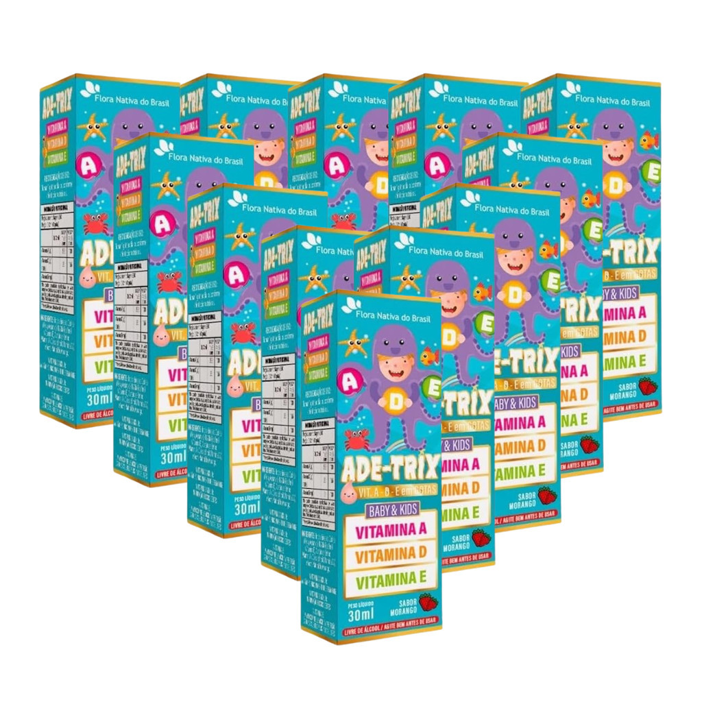 12X ADE-TRIX Kids (Vit. A D E) 30ml Sabor Morango - Flora Nativa