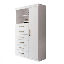 Multi Comoda Maraba 1 Porta 6 Gavetas Branco Santos Andirá Branco