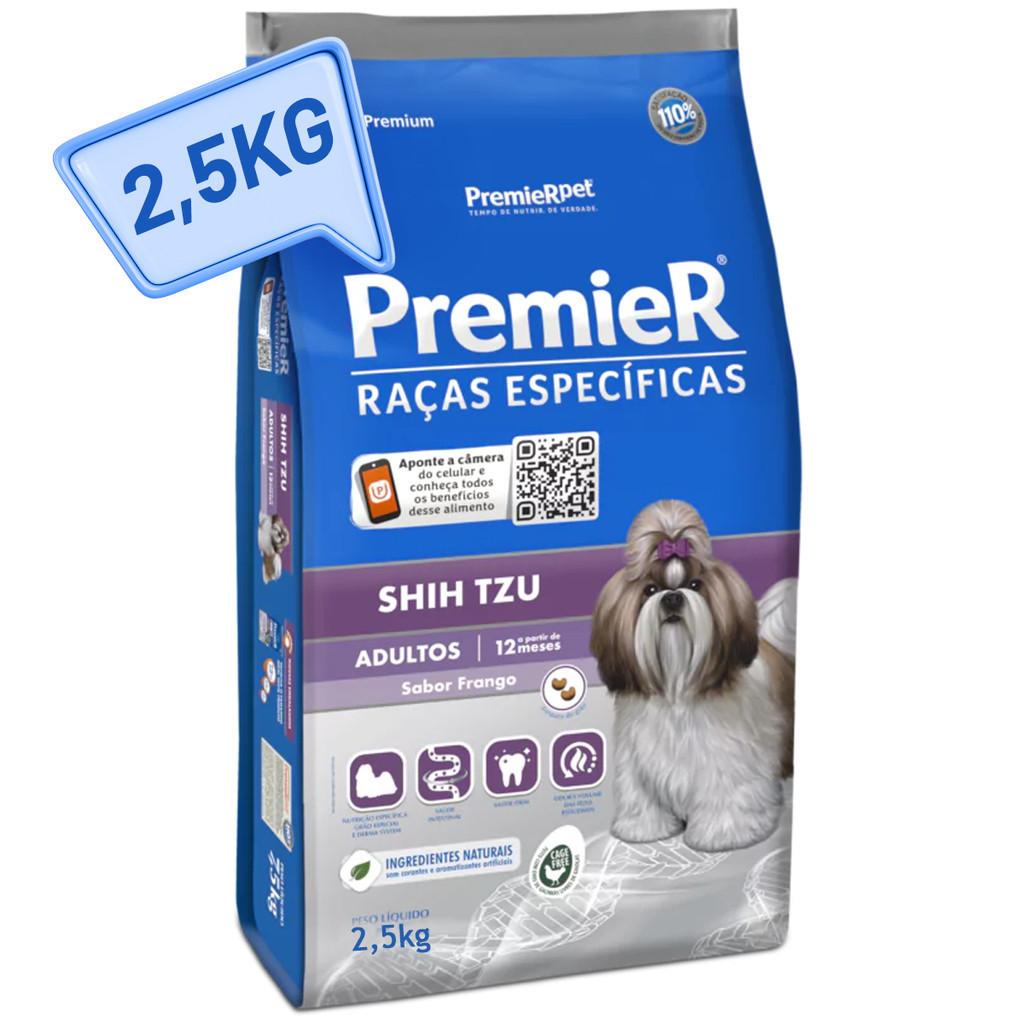 Ração Premier Raças Específicas ShihTzu Adulto 2,5kg Frango em Oferta na Shopee