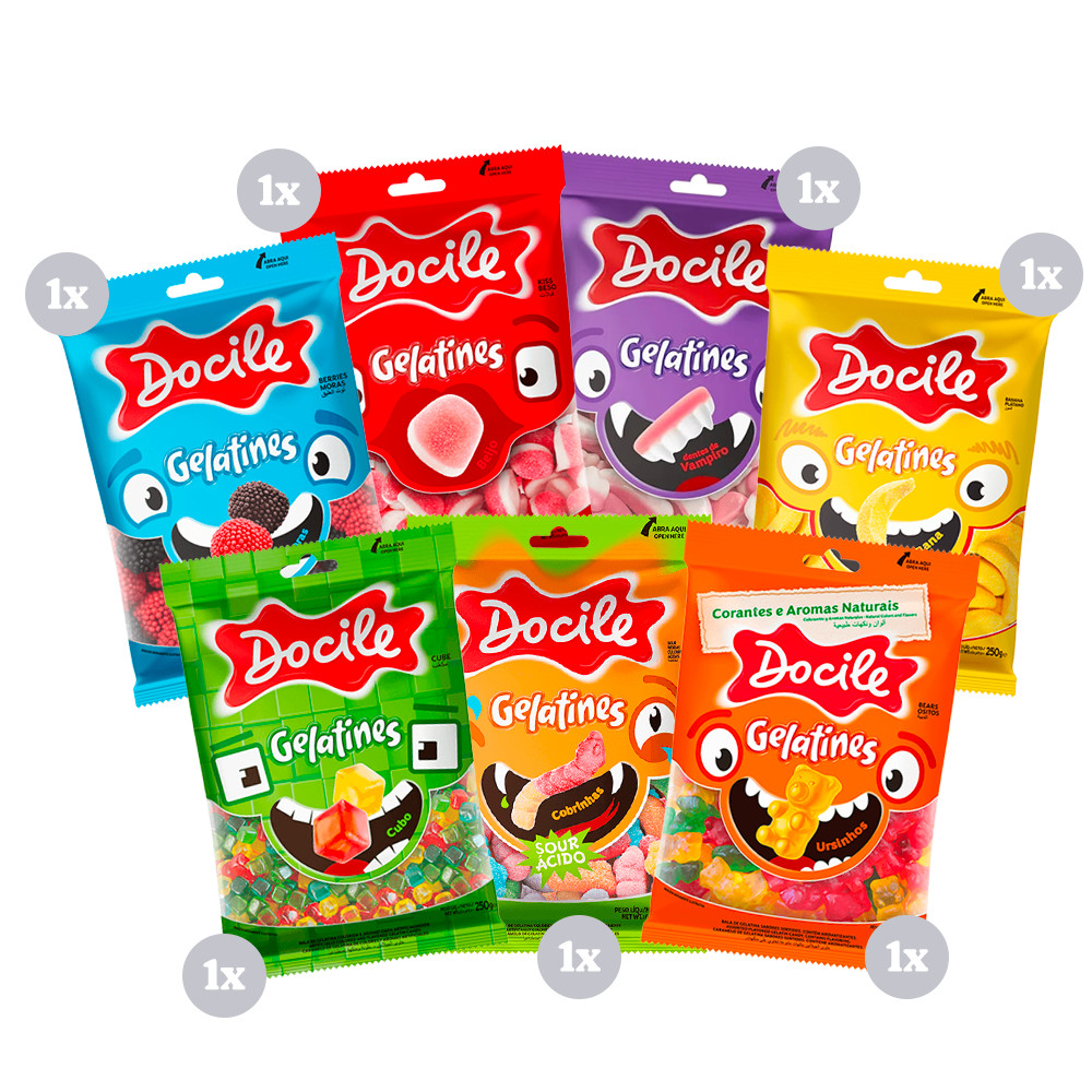 Kit com 8 Pct Gelatines Mix 80G Bala Docile em Oferta na Shopee