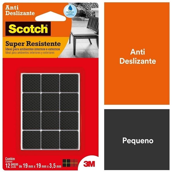 Protetor ANTI Deslizante Quadrado P 19MM X 19MM X 3,5MM com 12 SCOTCH 3M em Oferta na Shopee