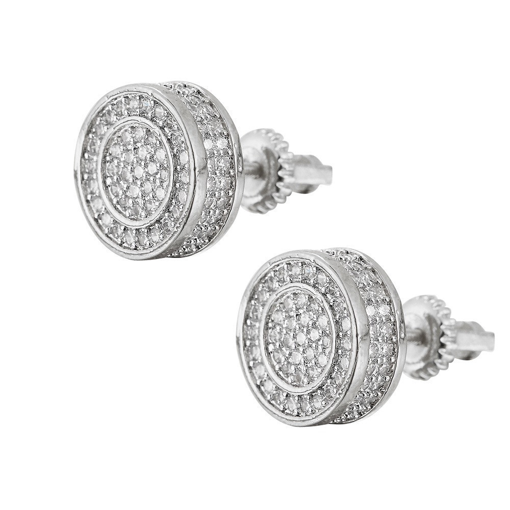 Brincos Masculino Cravejado Strass Brilhante Clássico Redondo/Quadrado Festa Prata Ou Ouro BRINCO-F73