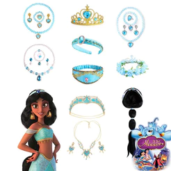 Aladdin Jasmine Princess Jewelry Acessórios Conjunto De Jóias Kids Girls Cosplay Headband Crown Vestir Para Festa De Natal De Halloween