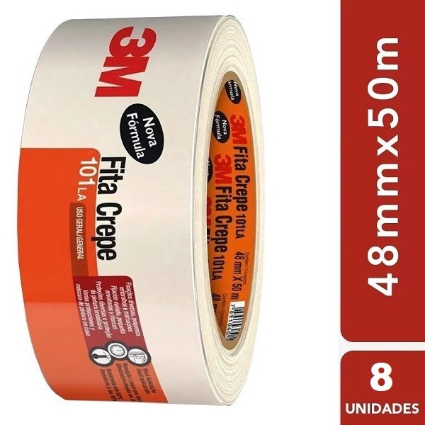 Kit 8 Fita Crepe 48MM X 50M 3M 101LA em Oferta na Shopee
