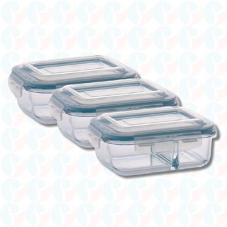 Kit 3 Pote de Vidro Hermético Com Divisoria 640ml Marmita em Oferta na Shopee