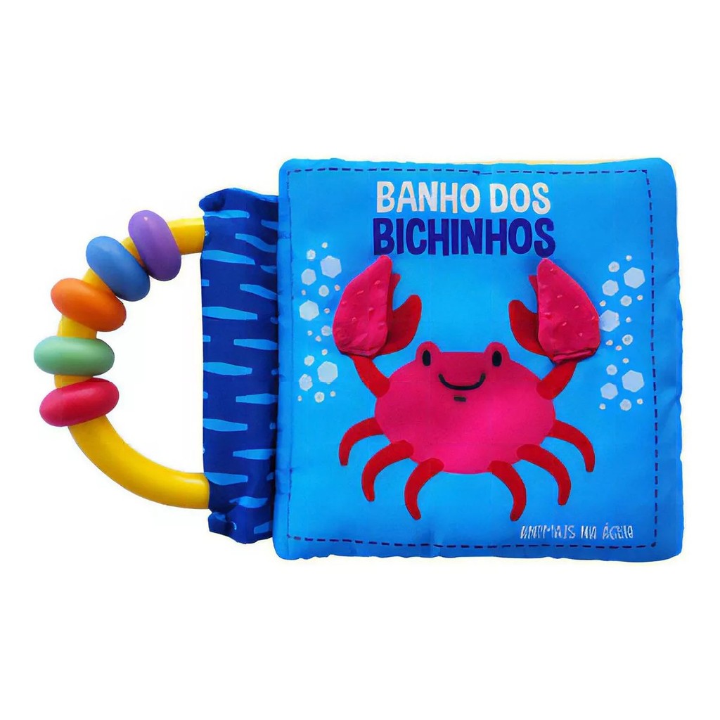 Livro de Pano com Chocalho - Banho dos Bichinhos