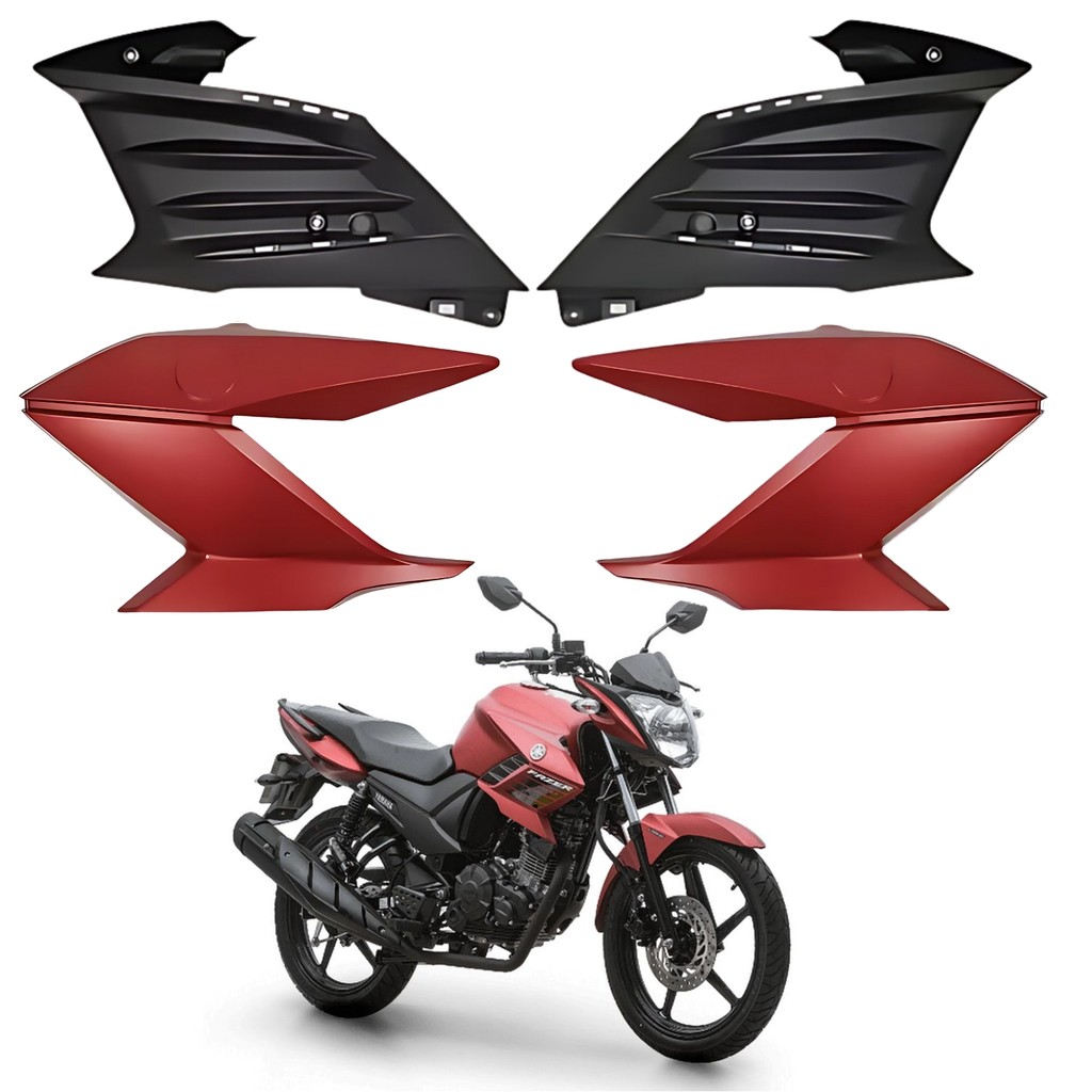 KIT CARENAGEM ABA ALETA COMPLEMENTO FAZER 150 VERMELHO FOSCO 2022 PARAMOTOS YAMAHA