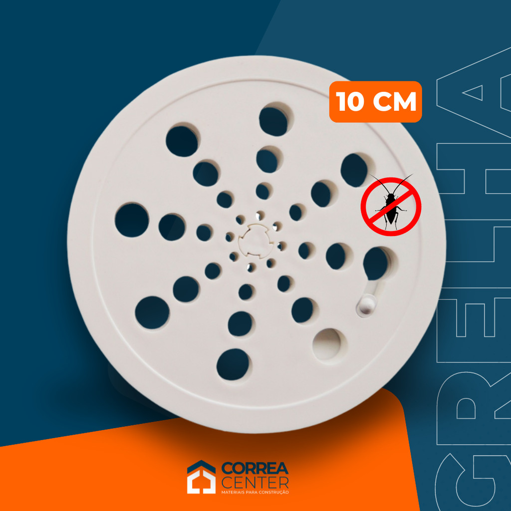 Ralo Tampa Grelha PVC Redondo Abre e Fecha Para Porta Grelha 10cm 100mm