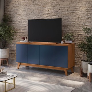 Aparador Kappesberg 4 Portas Canela/Azul 156cm em Oferta na Shopee