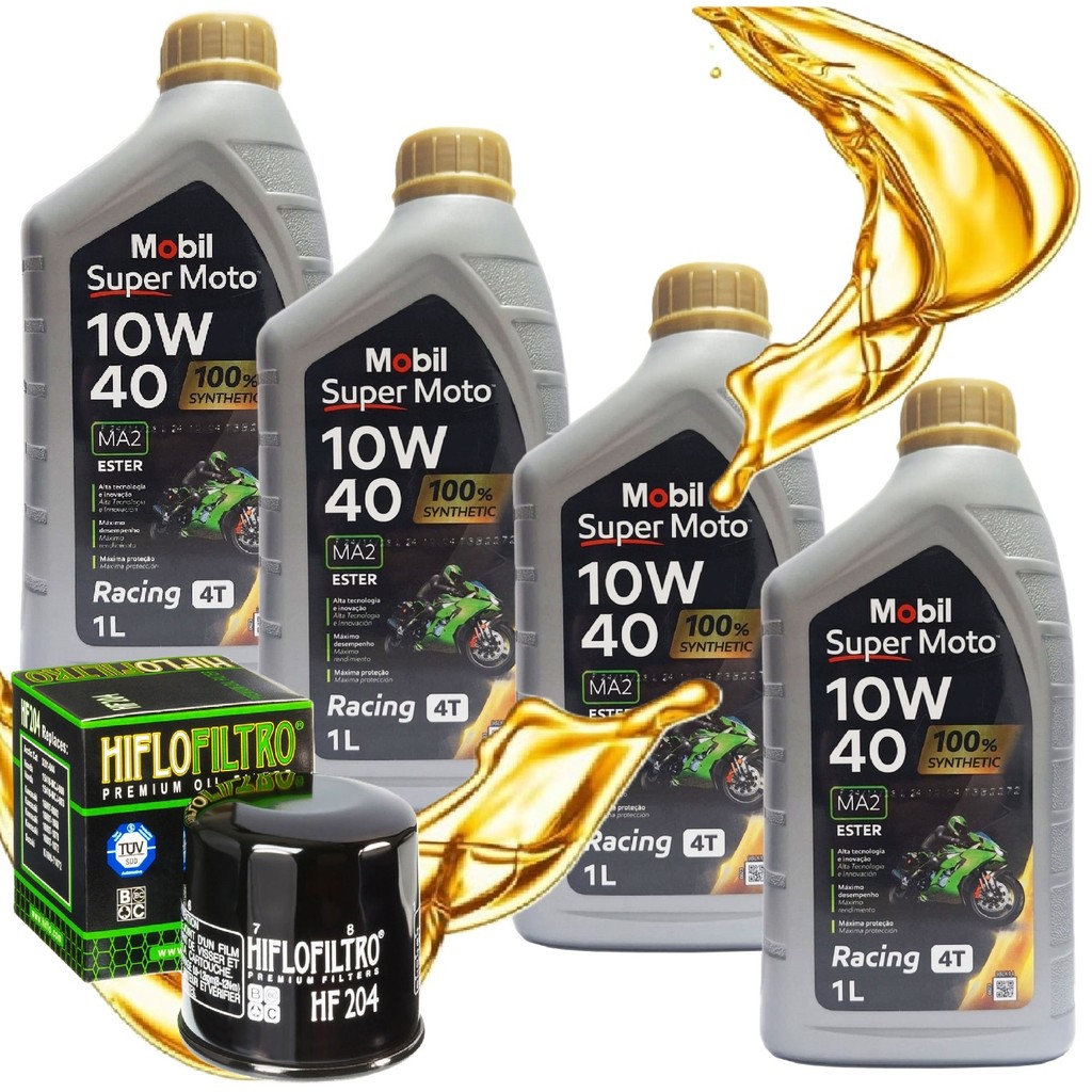 Troca de Óleo P/ Kawasaki Ninja 1000 Z1000 Versys 1000 Mobil Sintético 10w40 + Filtro Hiflo em Oferta na Shopee