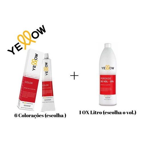Kit 6 Tintas Yellow By Alfaparf 60g + Ox 1 Litro (escolha) - Coloração Profissional