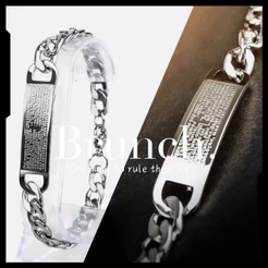 Pulseira de masculina Joalharia Prata Aço Pai nosso Acessórios ajustavel PMPN6