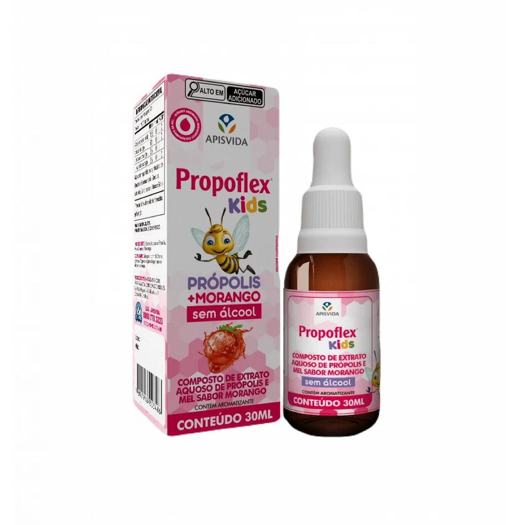 Propoflex Kids Morango- Própolis Aquoso-30 ML Apis Vida em Oferta na Shopee